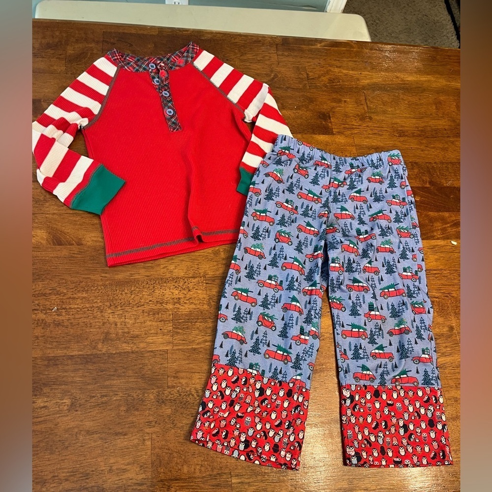 Matilda Jane Red and Blue Kids Pajama Set winter Christmas tree size 4